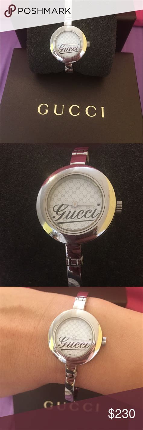 gucci women's 105 series slim bangle white dial watch|GUCCI Stainless Steel 25mm 105 Series Quartz Watch.